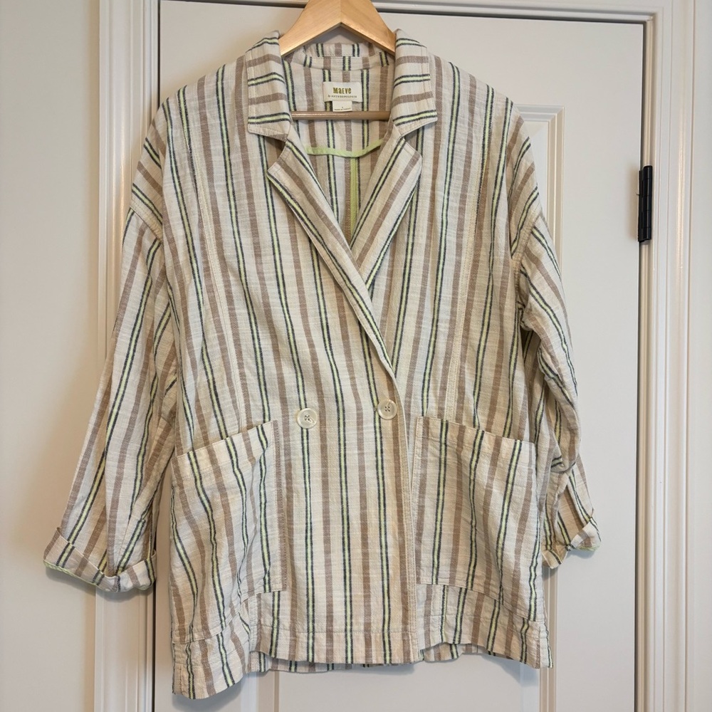 EUC - Linen like Striped Blazer